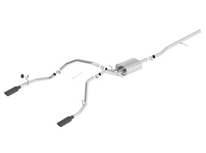 Borla 14 Silv/Sierra 1500 C/B Touring Exh/2.75in in muff 2.25inout 4inTIp SS Rear Exit-Black Chrome