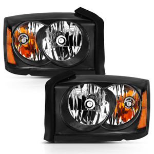 ANZO 2005-2006 Dodge Dakota Crystal Headlight All Black Amber