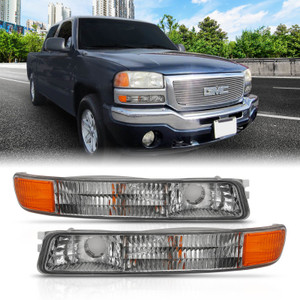 ANZO 1999-2006 Gmc Sierra Parking Turn Signal Lights Chrome Amber(OE)