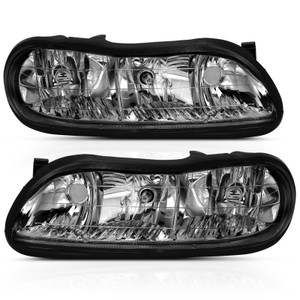 ANZO 1997-2003 Chevy Malibu Crystal Headlight Black Amber