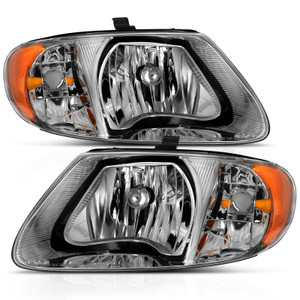 ANZO 2001-2007 Chrysler Town And Country Crystal Headlight Chrome Amber