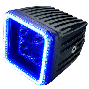 Oracle Off-Road 3in W Square Spotlight with Halo - Blue