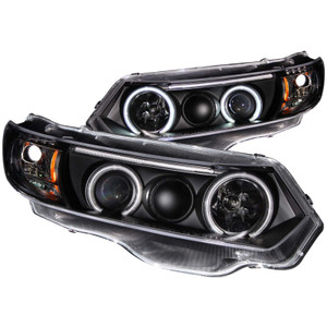 ANZO 2006-2011 Honda Civic Projector Headlights w/ Halo Black (CCFL) 121062