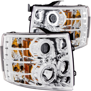 ANZO 2007-2013 Chevrolet Silverado 1500 Projector Headlights w/ Halo Chrome 111086
