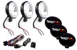 Rugged Ridge 6in Halogen Light Kit Black Steel Housings