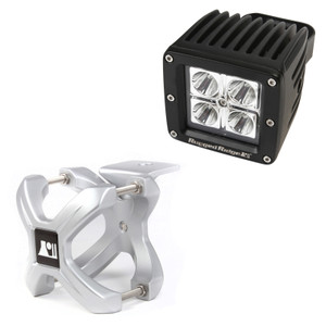 Rugged Ridge Small X-Clamp & Square LED Light Kit Silver 2-Pc