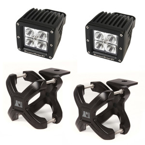 Rugged Ridge Small X-Clamp & Square LED Light Kit Black 4-Pc.