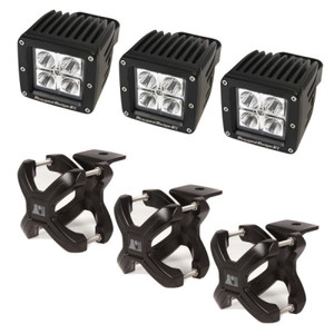 Rugged Ridge Large X-Clamp & Square LED Light Kit Black 6-Pc.