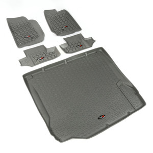 Rugged Ridge Floor Liner Front/Rear/Cargo Gray 2007-2010 Jeep Wrangler JK 2 Dr