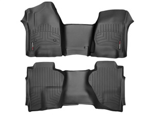 WeatherTech 14+ Chevrolet Silverado Front and Rear Floorliners - Over The Hump - Black