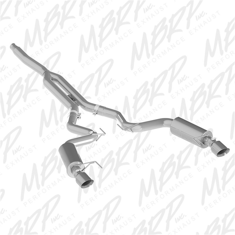 MBRP 15-18 Ford Mustang EcoBoost 2.3L T409 3in Cat Back Dual Split Rear Exit (Race Version)