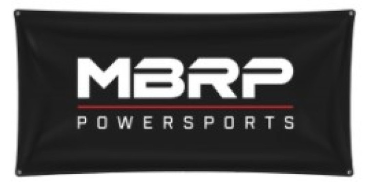 MBRP One Style White MBRP On Black Indoor Cloth Flag