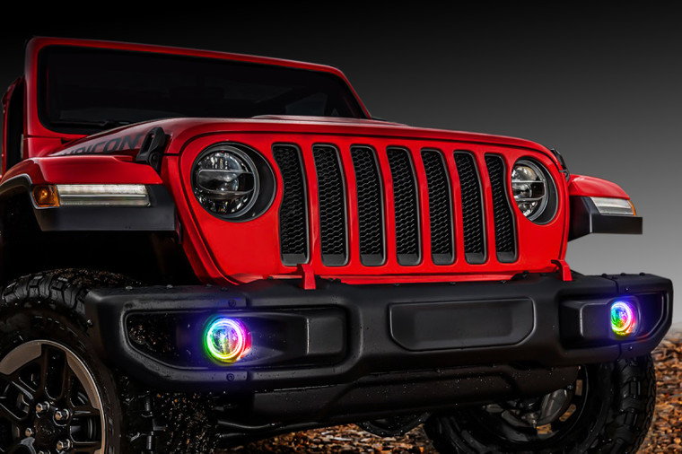 Oracle Jeep Wrangler JL/Gladiator JT LED Surface Mount Fog Light Halo Kit - ColorSHIFT