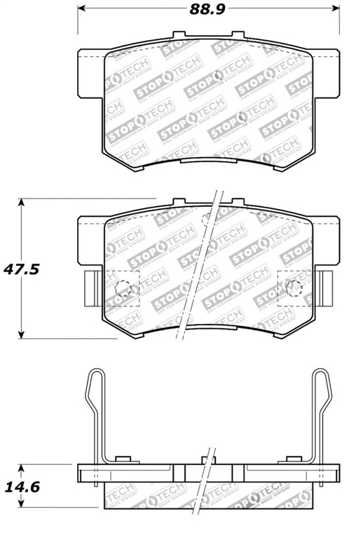 StopTech Street Touring 99-09 Honda S2000 / 00-13 Suzuki Kizashi Rear Brake Pads