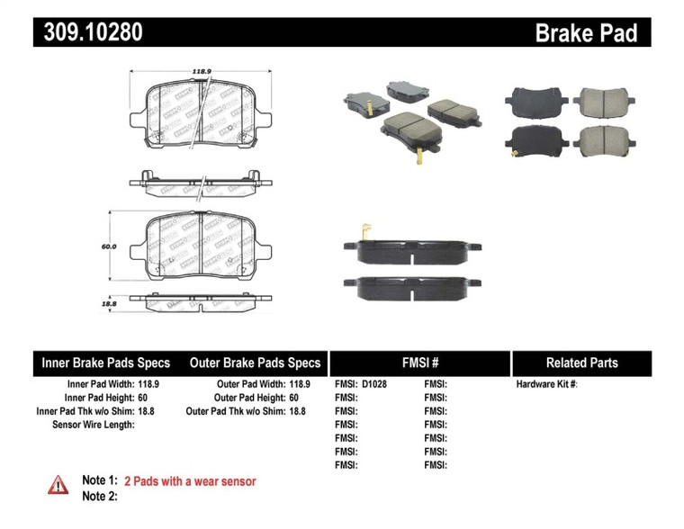 StopTech Performance Brake Pads 309.10280