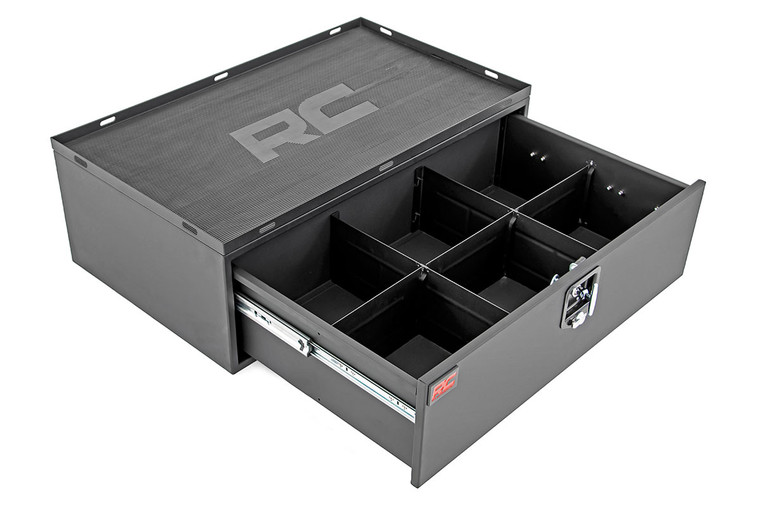 Storage Box | Metal | Slide Out Lockable Drawer | Jeep Wrangler JL (18-22)