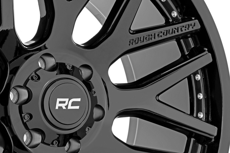 Rough Country 95 Series Wheel | One-Piece | Gloss Black | 22x10 | 8x170 | -19mm
