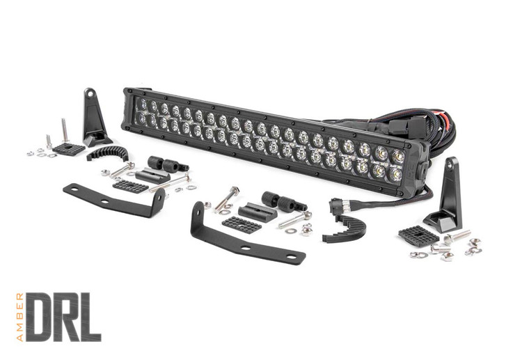 LED Light | Bumper Mount | 20" Black Dual Row | Amber DRL | Nissan Titan XD (16-21)