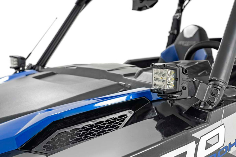 LED Light | Cage Mount | 2" Black Pair | Amber DRL | Polaris General (16-22)