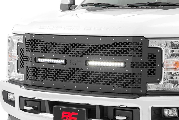 Mesh Grille | 12" Dual Row LED | Black | Ford Super Duty (17-19)