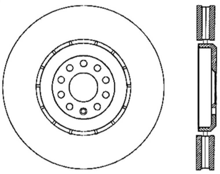 StopTech 04-06 Audi TT Quattro / 04 VW Golf R32 AWD Drilled Right Front Rotor