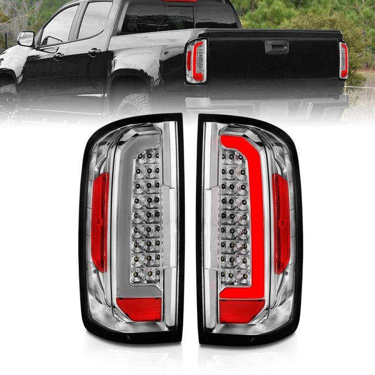 ANZO 15-21 Chevy Colorado LED Taillights w/ Light Bar Chrome Housing Clear Lens