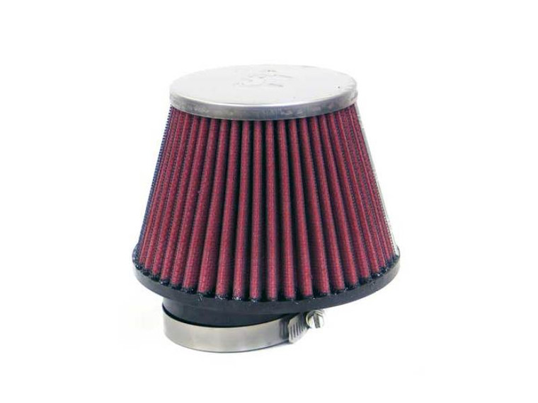 K&N Universal Chrome Filter-Round Tprd 1.969in Flg ID x 3.5in Top OD x 5.188in Base OD x 3.563in H