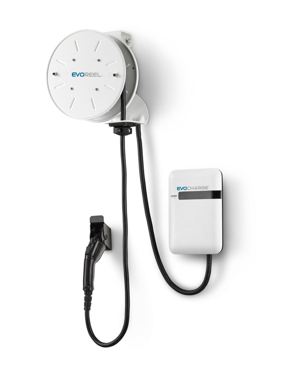 EvoCharge EVSE + EvoReel - Wall Mounted w/ 30ft Cable