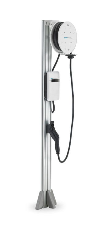 EvoCharge iEVSE Plus Single Port Pedestal with 22ft EvoReel