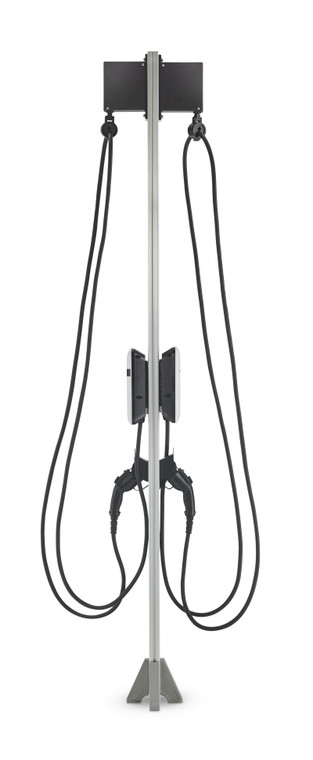 EvoCharge iEVSE Dual Port Pedestals with Retractors
