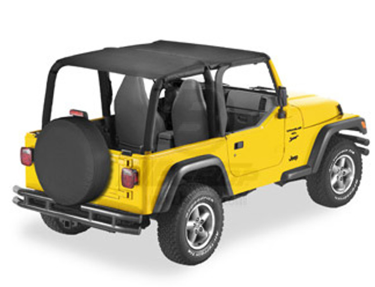 Header Bikini Top  Safari-style Black Denim Jeep 97-02 Wrangler; Safari (extended length); requires 51238-01 channel