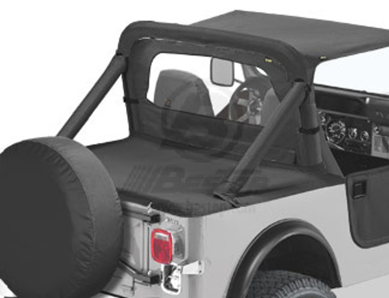 Duster Deck Cover Black Denim Jeep 87-91 Wrangler; With factory soft top bows folded down