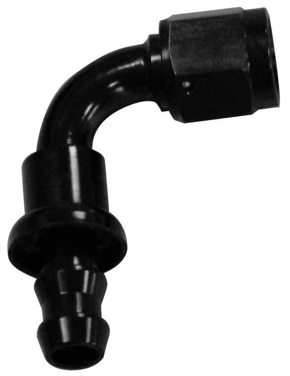 Fleece Performance Universal -6 90deg to Hose Barb Black