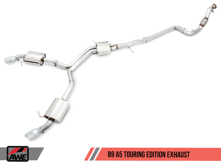 AWE Tuning Audi B9 A5 Touring Edition Exhaust Dual Outlet - Diamond Black Tips (Includes DP)