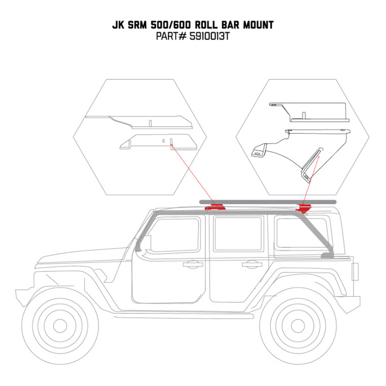 Go Rhino 07-17 Jeep Wrangler 4dr Mouinting Kit for SRM Rack