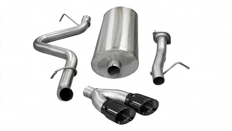 Corsa 07-10 GMC Sierra 6.0L V8 3in Cat-Back Single Side w Twin 4in Black Pro-Series Tips 14894BLK