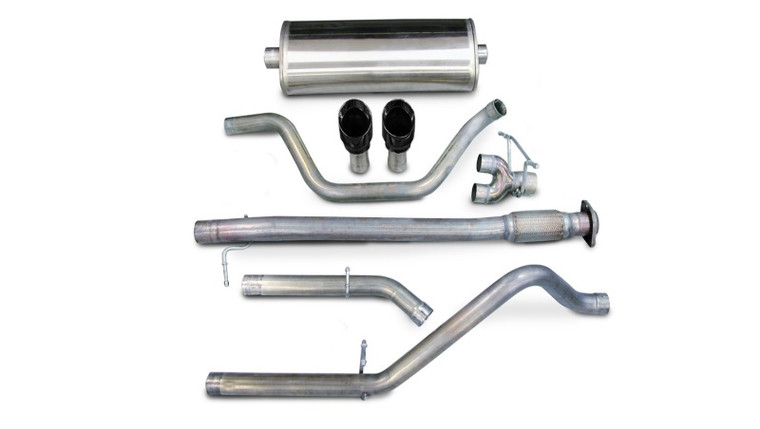 Corsa 07-08 GMC Sierra 5.3L V8 3in Cat-Back Dual Rear w Single 4in Black Pro-Series Tips