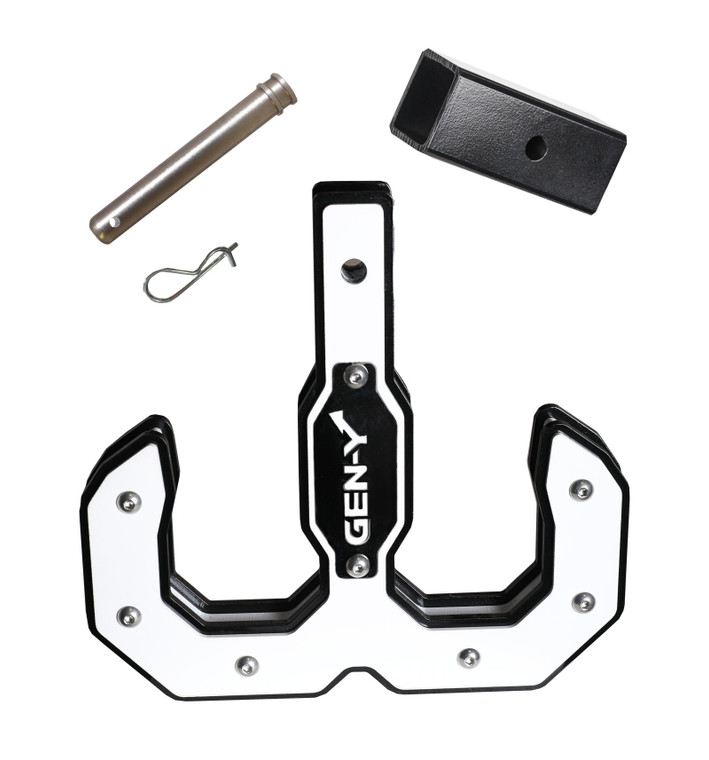 Gen Y Hulk 2.0 Tow Hook 16K 2In Shank Black/White w/ GH-009 Reducer Sleeve GH-099 Pin/GH-011 Clip