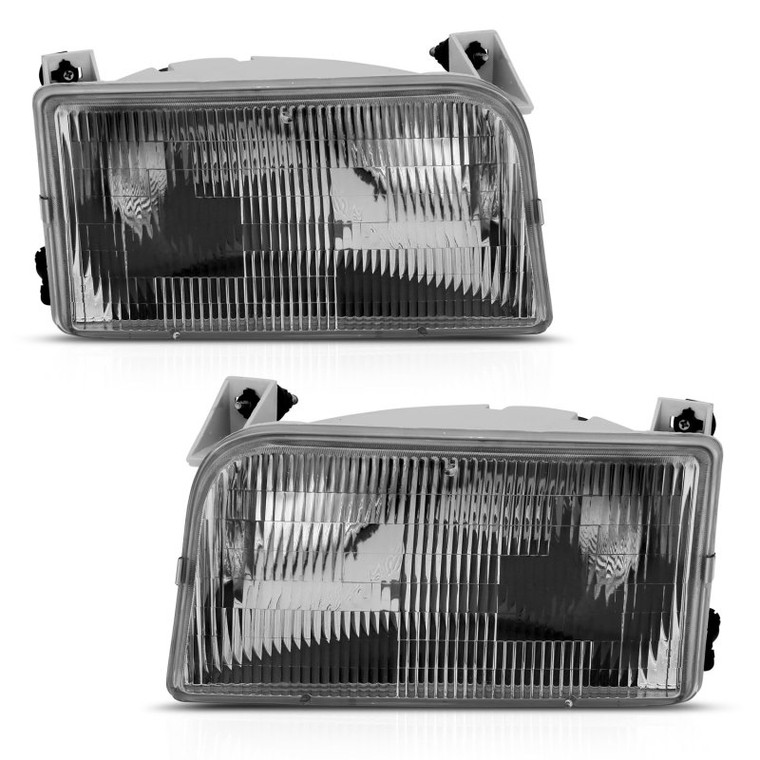 ANZO 1992-1996 Ford Bronco Crystal Headlight Clear Amber (OE Replacement)