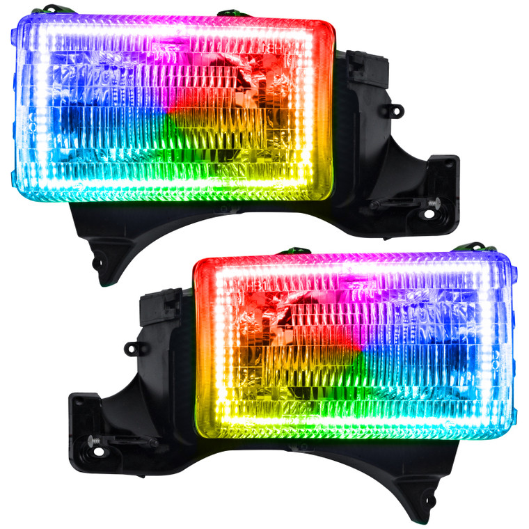 Oracle 94-02 Dodge Ram Pre-Assembled Halo Headlights - ColorSHIFT w/ Simple Controller