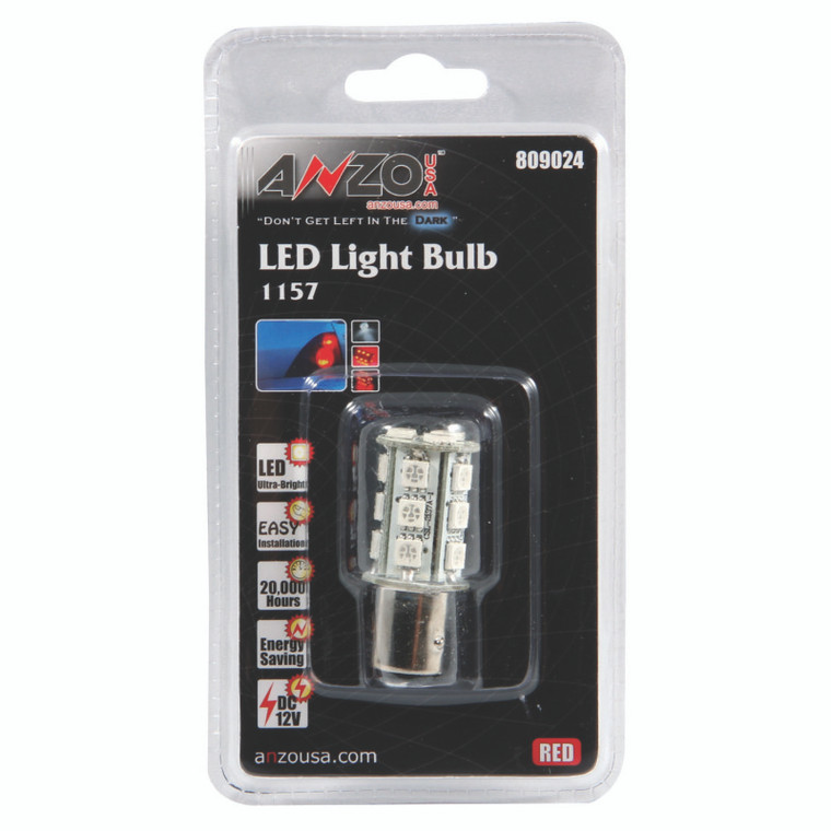 ANZO LED Bulbs Universal LED 1157 Red - 18 LEDs 1 3/4in Tall