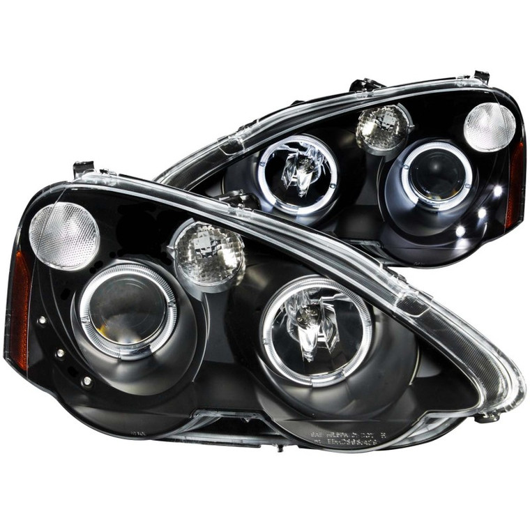 ANZO 2002-2004 Acura Rsx Projector Headlights w/ Halo Black