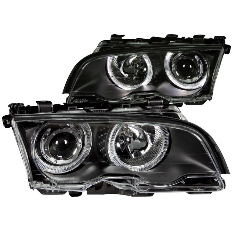 ANZO 1999-2001 BMW 3 Series E46 Projector Headlights w/ Halo Black 121013
