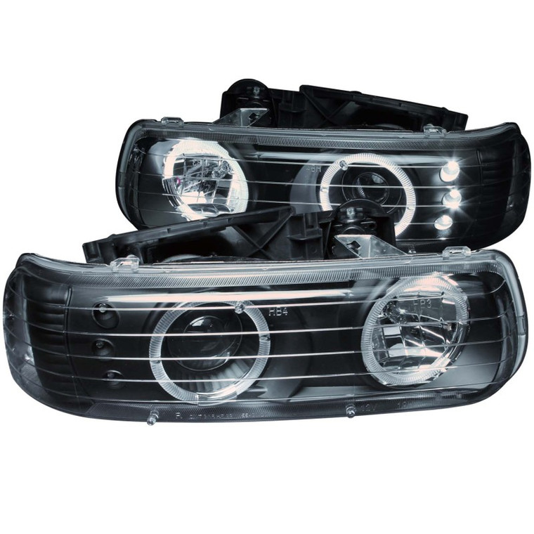 ANZO 1999-2002 Chevrolet Silverado 1500 Projector Headlights w/ Halo Black