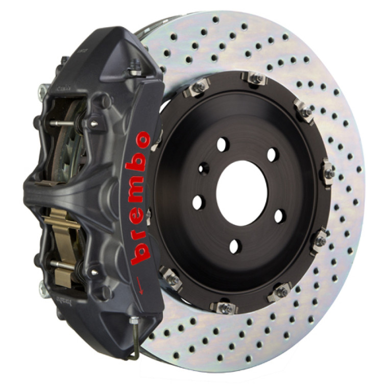 Brembo 14+ Model S AWD w/ DC (Excl Plaid) Fr GTS BBK 6Pis Cast 380x34 2pc Rotor Drilled-Black HA