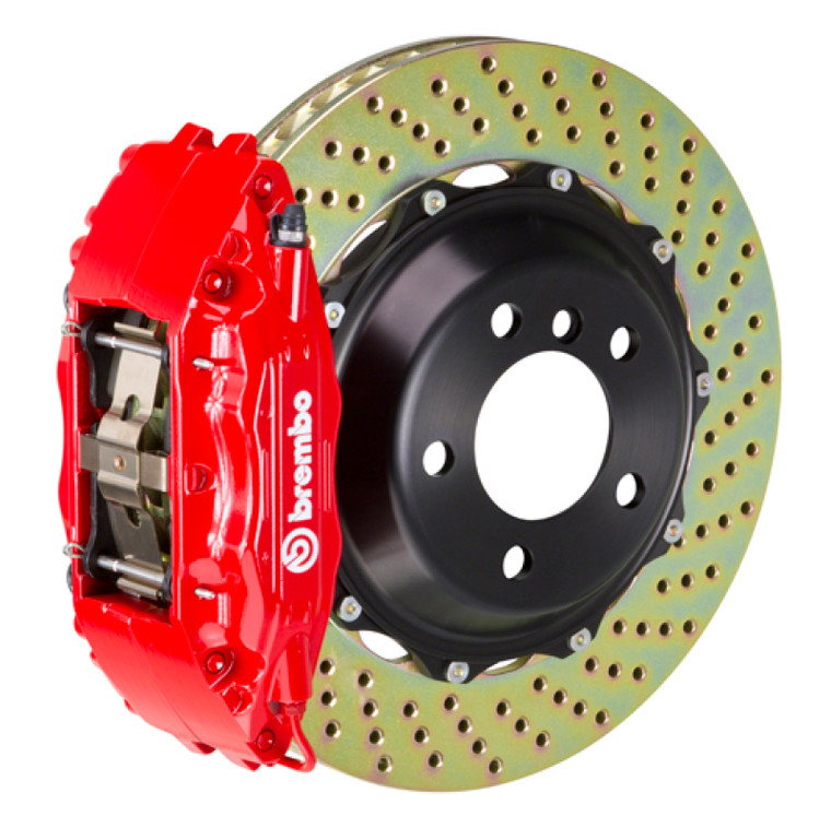 Brembo 06-09 S2000 Front GT BBK 6 Piston Cast 355x32 2pc Rotor Drilled-Red