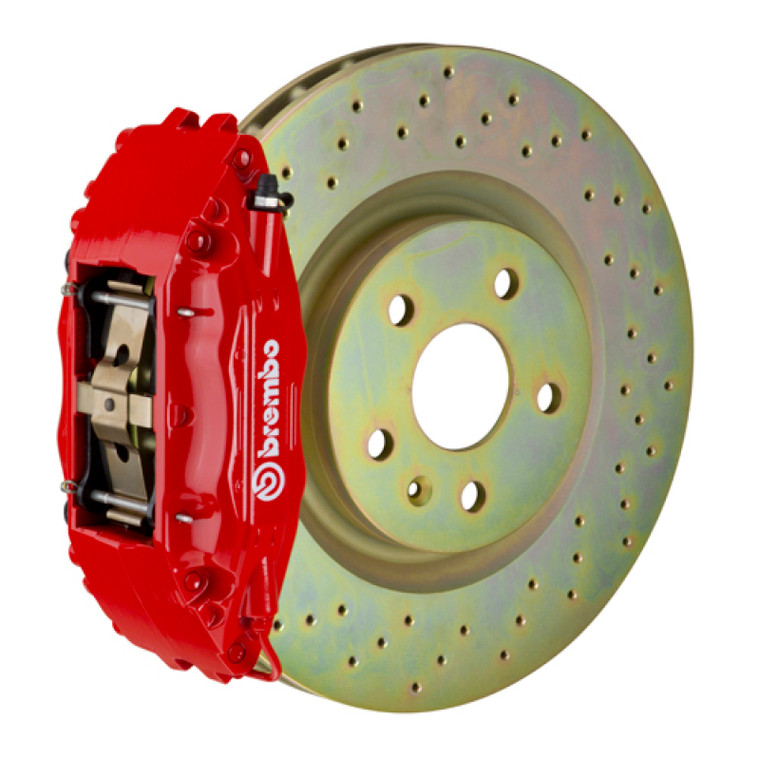 Brembo 05-13 Corvette Front GT BBK 4 Piston Cast 2pc 355x32 1pc Rotor Drilled-Red