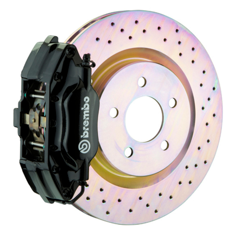 Brembo 94-04 Mustang (SN95) Front GT BBK 4 Piston Cast 2pc 330x28 1pc Rotor Drilled-Black