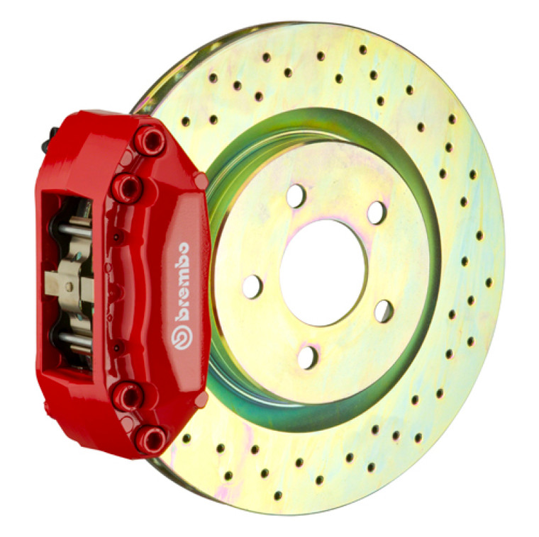 Brembo 99-06 TT (8N) Front GT BBK 4 Piston Cast 2pc 323x28 1pc Rotor Drilled-Red