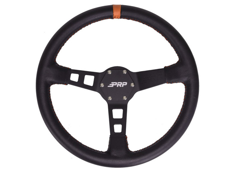 PRP Deep Dish Leather Steering Wheel- Orange